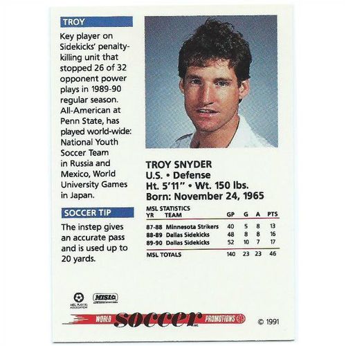 1991 Soccer Shots MSL - #028 - Troy Snyder