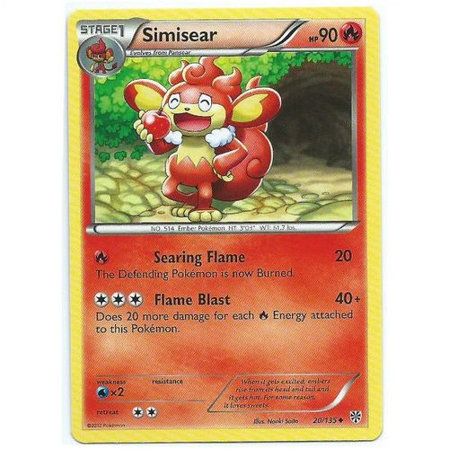 Pokemon Black & White Plasma Storm - #20/135 - Simisear