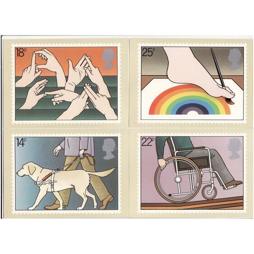 GREAT BRITAIN 1981 YEAR OF DISABLED NO 50 PHQ CARDS SET 4 SPECIAL H/S FDI BACK