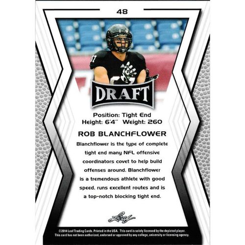 2014 Leaf Draft 48 Rob Blanchflower Pittsburgh Steelers