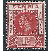 Gambia 1912 SG87a 1d Rose-Red Mounted Mint ... .