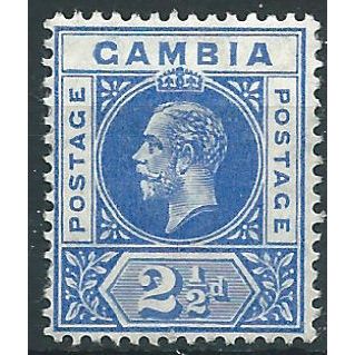 Gambia 1912 SG90a 2 1/2d Bright Blue Mounted Mint . . ..