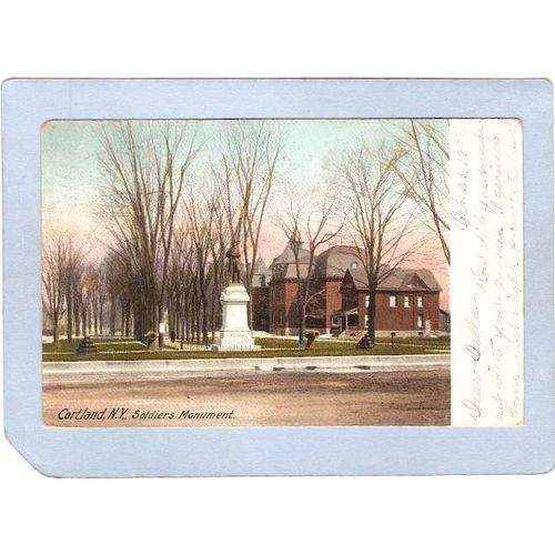 New York Cortland Soldiers Monument Street Scene ny_box3~1238