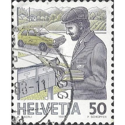 SWITZERLAND, ROAD, Mailman, yellow 1987, 50c