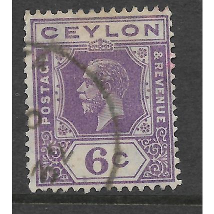 CEYLON 1922 6c BRIGHT VIOLET SG 343 FINE USED