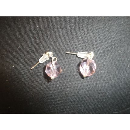 Lovely large clear pink helix stud earrings