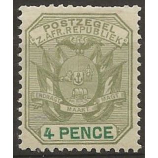 Transvaal 1897 SG221 4d Sage-Green & Green Mounted Mint . ..