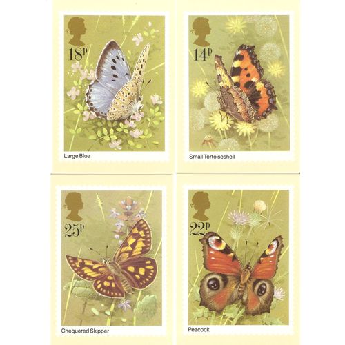 PHQ cards x 4 mint British Butterflies set 13th May 1981