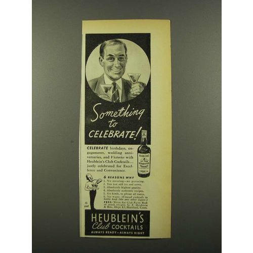 1942 Heublein's Club Cocktails Ad - To Celebrate