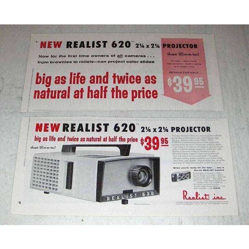 1957 Realist 620 Projector Ad - Big as Life and Natural