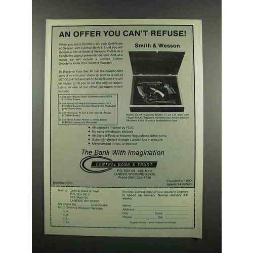 1983 Central Bank & Trust Ad - Smith Wesson Pistol Set