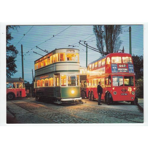 Tramcar and Trolleybus at East Anglia Transport Museum Postcard