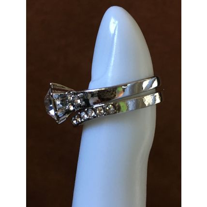 Ring Set Wedding Engagement Solitaire Band Rhinestone #194 #175 USA Seller