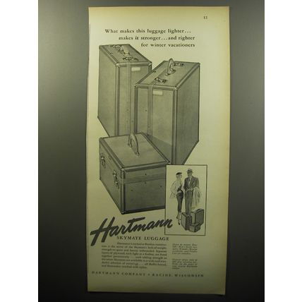 1951 Hartmann Skymate Luggage Ad - What makes this luggage lighter