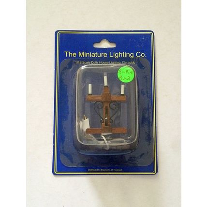Dolls House 1/12th scale lighting - Wooden 3 Candle Candelabra Bi-Pin Bulb - New