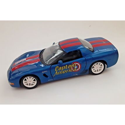2002 Chevy Corvette Marvel Captain America Maisto Blue Chevrolet 1/25 Loose READ