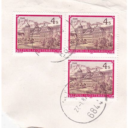 Altach cancel Austria 1987 on Stift Stams 4s x 3 VGC
