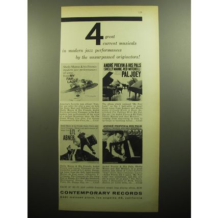 1958 Contemporary Records Ad - 4 great current musicals in modern jazz