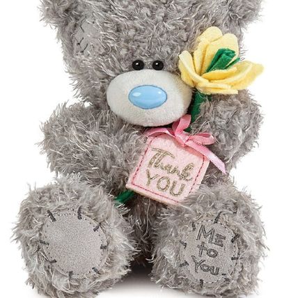 Me to You 7" Bear Holding Yellow Flower and Thank You Plaque