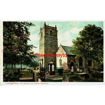 Llangollen, Church & Ladies Memorial, Wales, Peacock Autochrom Postcard, 1900s