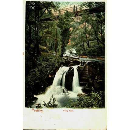 Trefriw, Fairy Falls, Wales, Peacock Autochrom Postcard, 1904