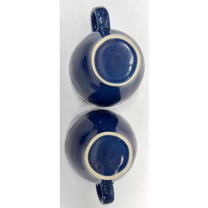 Anthropologie Cobalt Zabra Drips Coffee Mug Cup Portuguese Drip Glaze Set Of 2