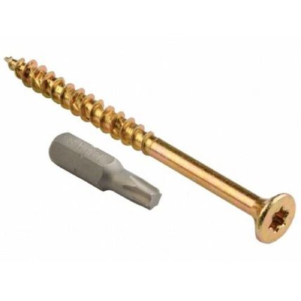 ForgeFast Anti Split Self Drilling Wood Screws Yellow Torx Head & Bit MDF PVC