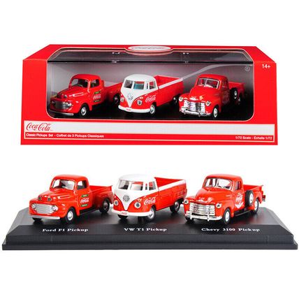 "Classic Pickups" Gift Set of 3 Pickup Trucks "Coca Cola" 1/72 Diecast Model ...