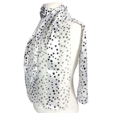 Scarf - Silk Feel Touch - Twinkle Stars - SF-ON1461WH