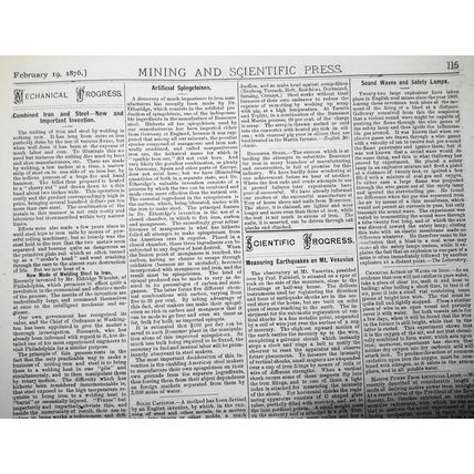 Mining and Scientific Press Feb 19, 1876. Yellowstone Falls; Pedestrian Training