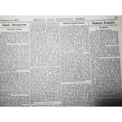 Mining and Scientific Press Feb 19, 1876. Yellowstone Falls; Pedestrian Training