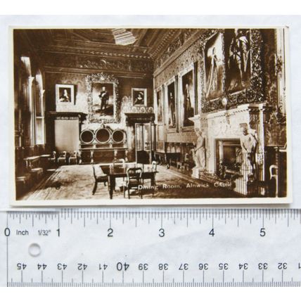 vintage postcard Dining Room, Alnwick Castle