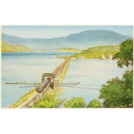 Pittsburgh & Lake Erie Railroad New York Freight Train At Peekskill Draw Bridge