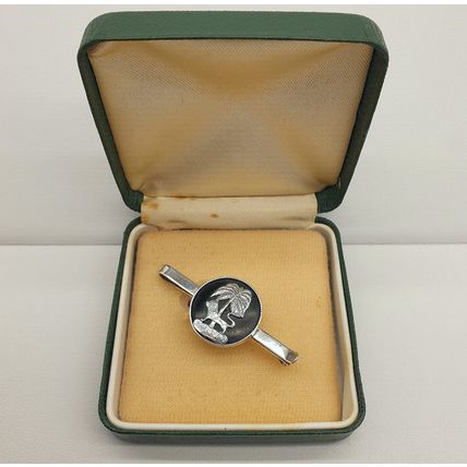 Mens Vintage 925 Sterling Silver Singapore Lion Tie Clip/Slide with Box