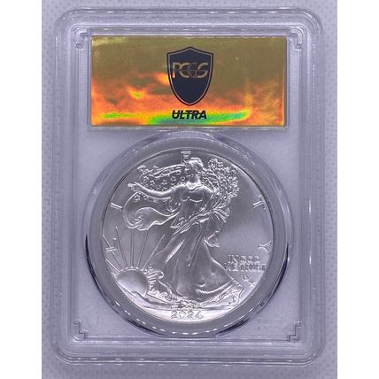 1 Oz American Silver Eagle 2024 Star Privy PCGS MS-70 Ultra Breaks Gold Label