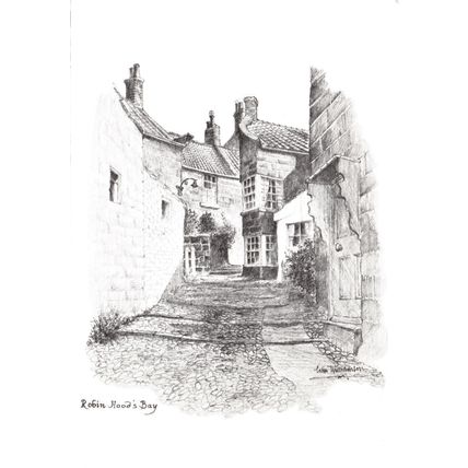 Art postcard Robin Hood’s Bay, North Yorkshire, by Colin Williamson. Unposted