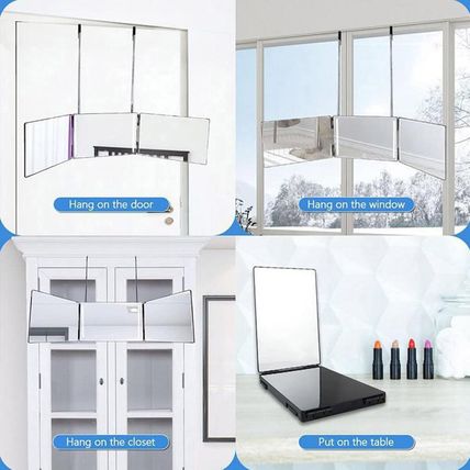 HIEEY 3 Way Mirror for Hair Cutting with LED,360 Trifold with Height Adjustable