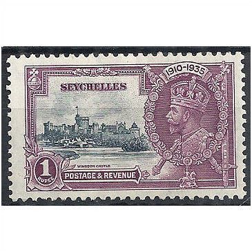 Seychelles 1935 SG131 1 Rupee Slate & Purple Silver Jubilee Mounted Mint . .
