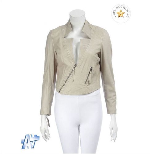 MUUBAA Tokyo Cream Lamb Leather Cropped Biker Jacket BNWT