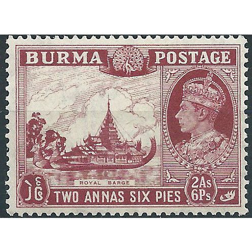 Burma 1938 SG25 2a6p Claret Mounted Mint ....