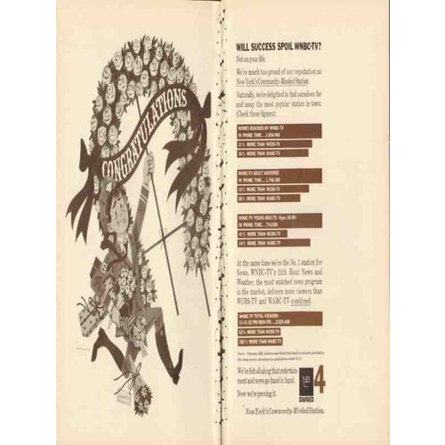 wnbc tv 1965 nyc will success spoil channel 4 tv station vintage ad