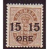 1904 Denmark Sc# 56 Mint og - Surcharge 15 ore on 24 ore