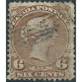 Canada 1870 SG59b 6c Yellow-Brown Fine Used .. ..