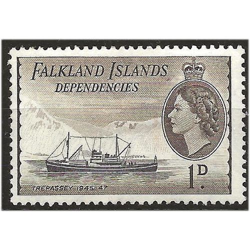 Falkland Islands Deps 1954 G27 1d Black & Sepia-Brown Mounted Mint . ..