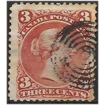 Canada 1868 SG58 3c Brown-Red Fine Used . .. .