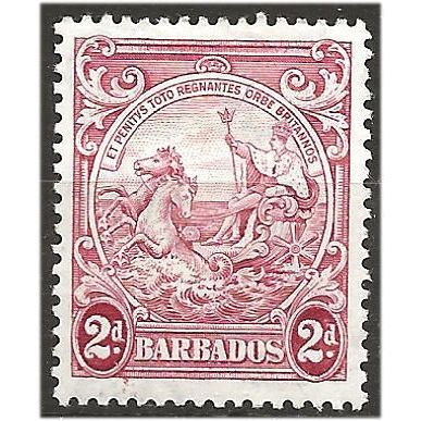 Barbados 1943 SG250d 2d Carmine Mounted Mint . .. .