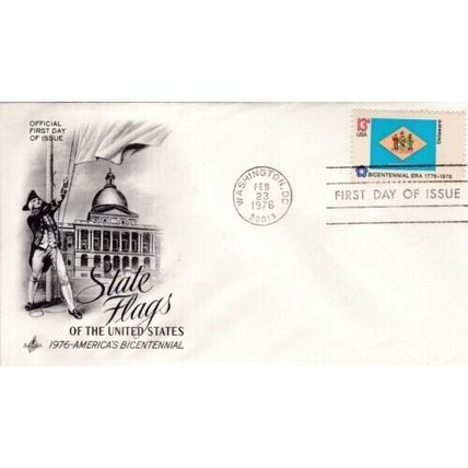 Delaware United States 1976 State Flags FDC Washington DC cancel Unaddressed VGC