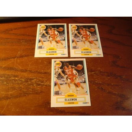 1990 Fleer, 3-Cards, AKEEM OLAJUWON HOF, Rockets