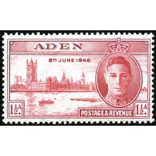 Aden KGVI 1946 Victory Peace 1½d Carmine Mounted Mint MM SG Sc 28 postage stamp