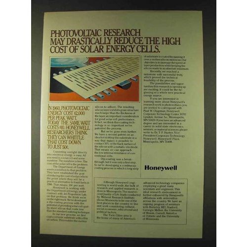 1979 Honeywell Photovoltaic Research Ad - Solar Cells